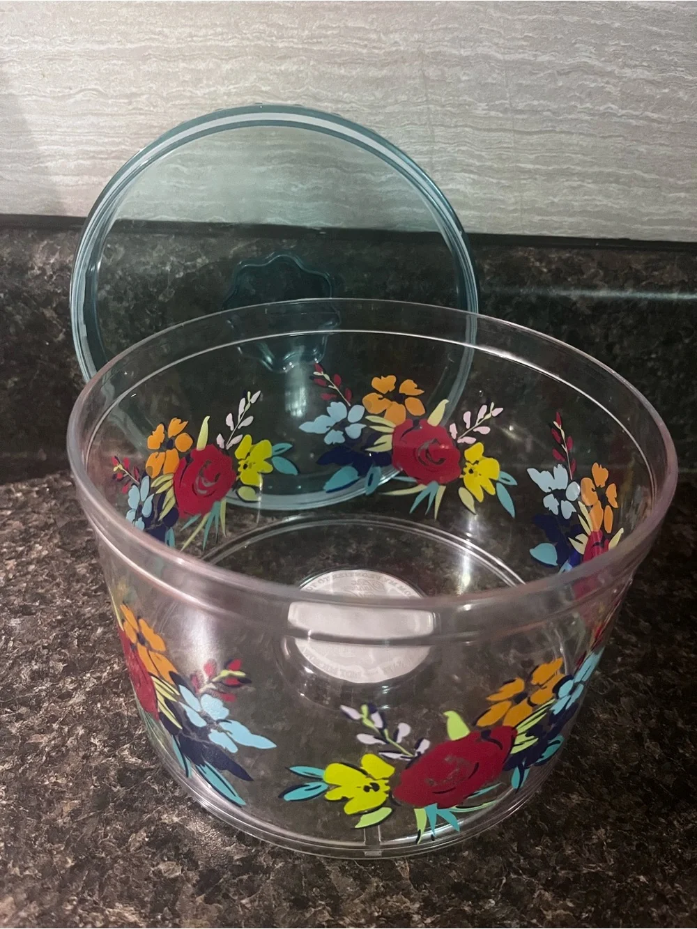 The Pioneer Woman Teal Lidded Floral Acrylic Canister